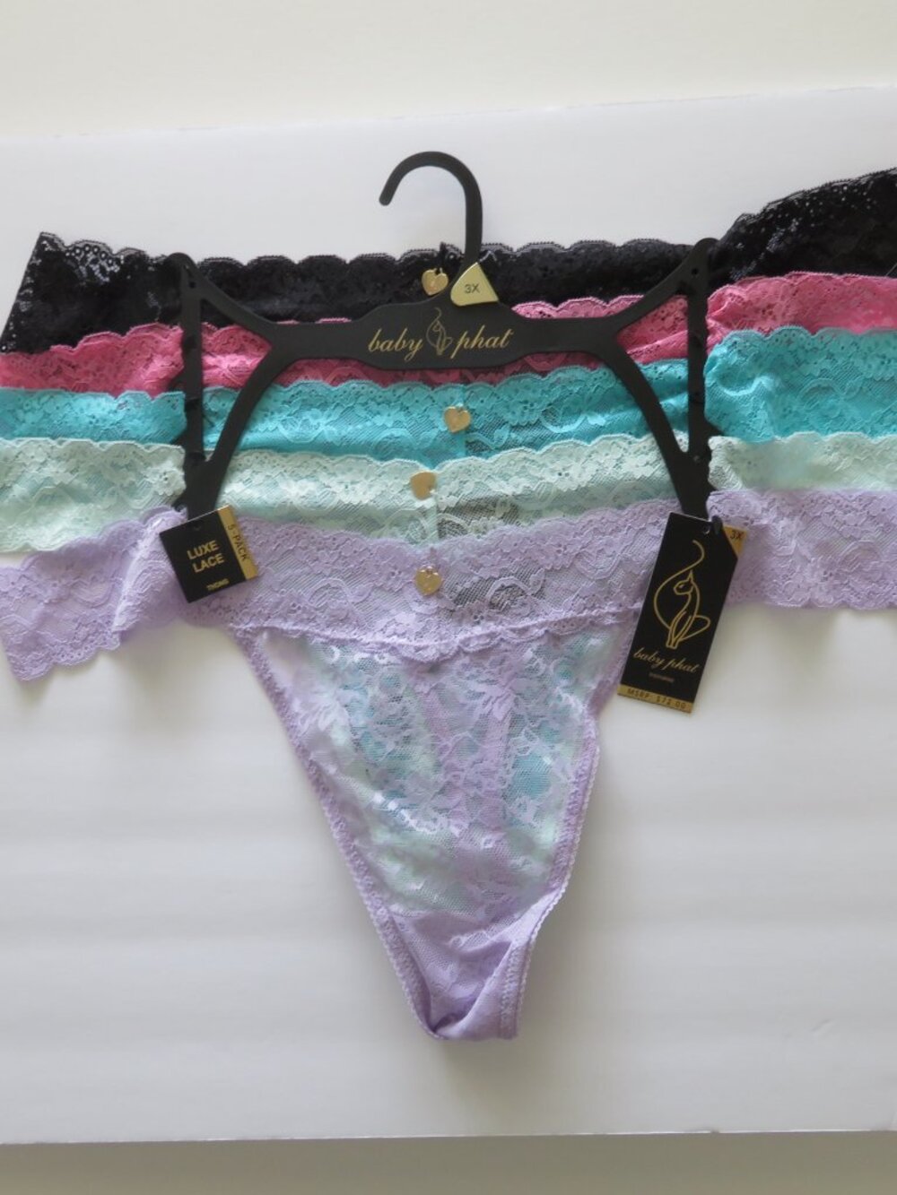 (#141) 5-pack baby phat Luxe Lace Thong underwear panties